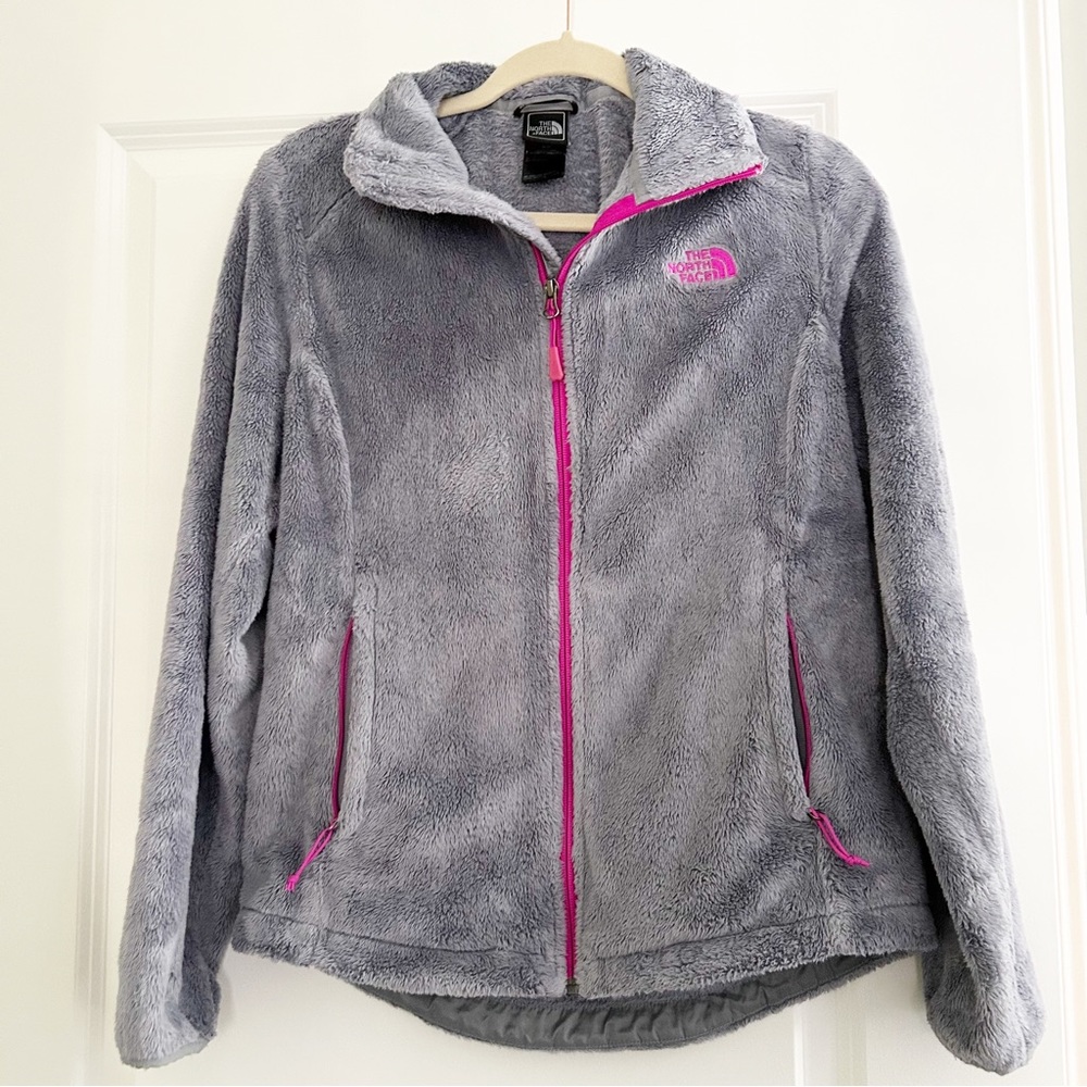 The North Face Women’s Osito Fleece Jacket Full Zip Gray Pink Accents Small S
